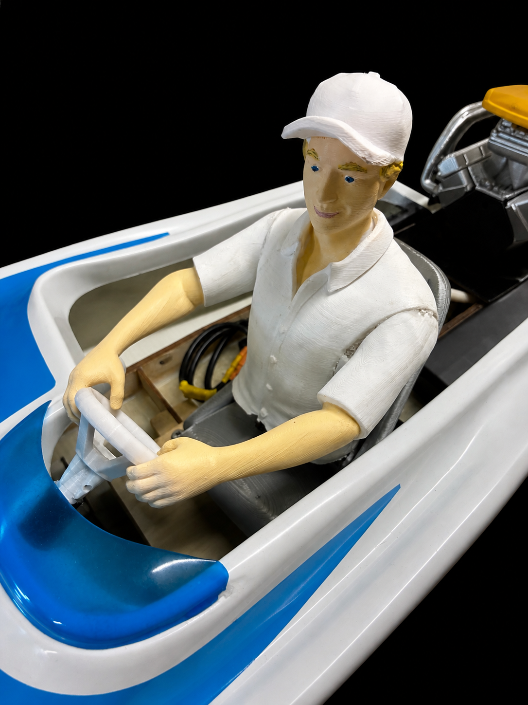 3D Printed 1/5 Boat Driver & Steering Wheel