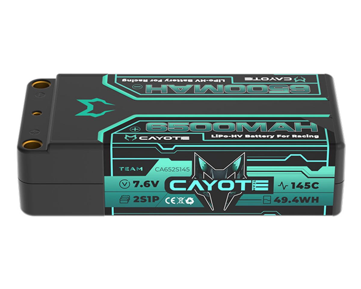 Cayote 2S 145C LCG Shorty LiHV Battery (7.6V/6500mAh) w/5mm Bullets - CYE652S145