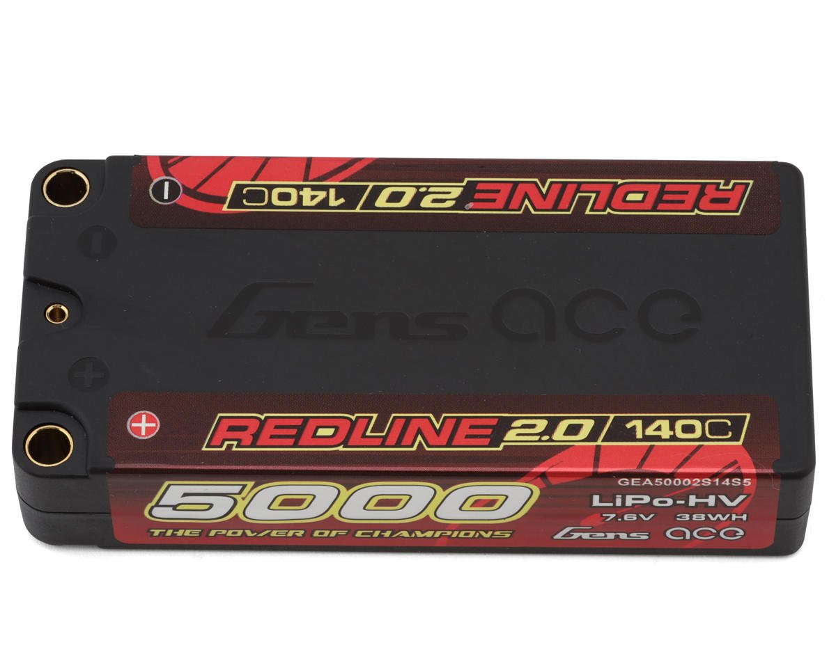 Gens Ace Redline 2.0 2S Shory LiHV Battery 140C (7.6V/5000mAh) w/5mm Bullets - GEA50002S14S5