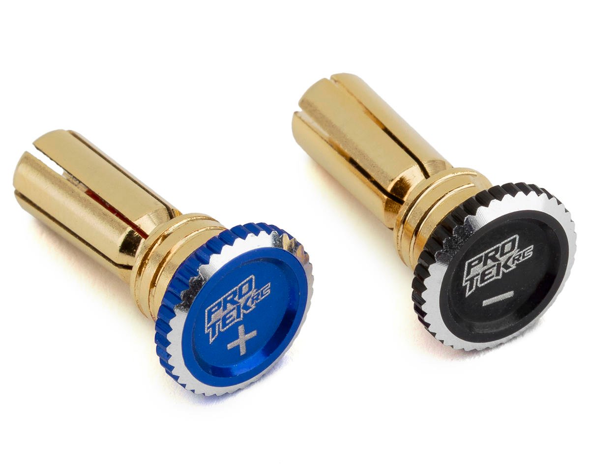 ProTek RC Twist Lock Adjustable Bullet Plug Grips w/5mm Bullets (Black/Blue) - PTK-5081