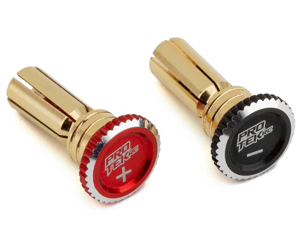 ProTek RC Twist Lock Adjustable Bullet Plug Grips w/5mm Bullets (Red/Black) - PTK-5079