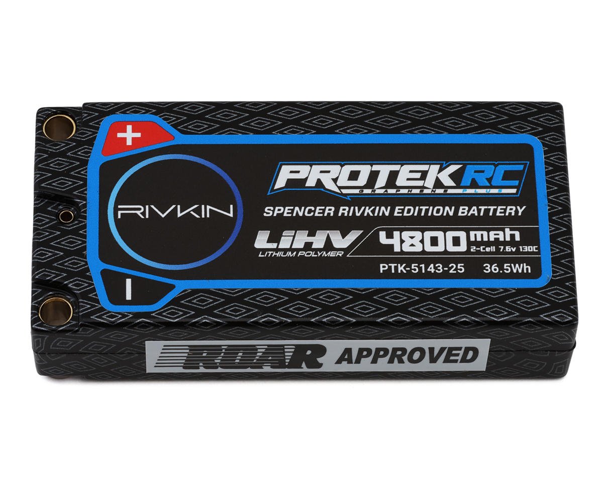 ProTek RC Spencer Rivkin 2S 130C Low IR Si-Graphene + HV ULCG Shorty LiPo Battery (7.6V/4800mAh) w/5mm Connectors (ROAR Approved) - PTK-5143-25