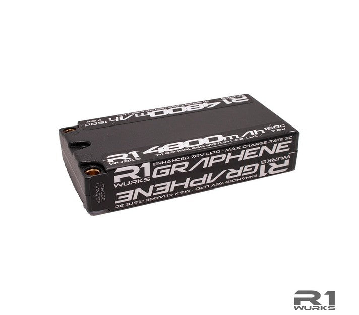 R1WURKS 4800mah 150c 7.6v 2S LCG Shorty LiPo Battery, Graphene - 030036