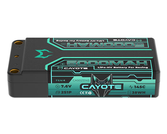 Cayote 2S 145C LCG Shorty LiHV Battery (7.6V/5000mAh) w/5mm Bullets - CYE502S145