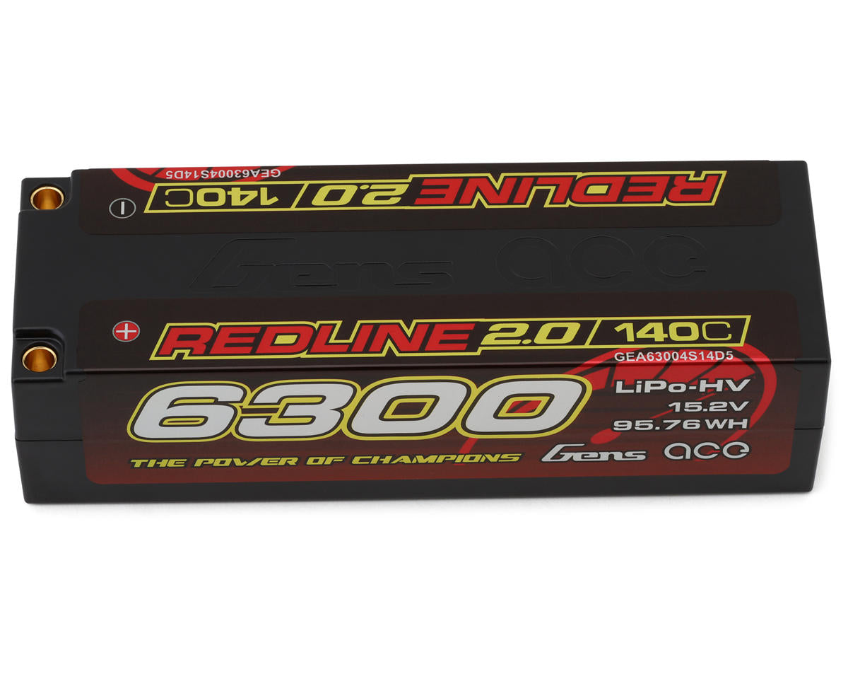 Gens Ace Redline 2.0 4S LiHV Battery 140C (15.2V/6300mAh) w/5.0mm bullet - GEA63004S14D5